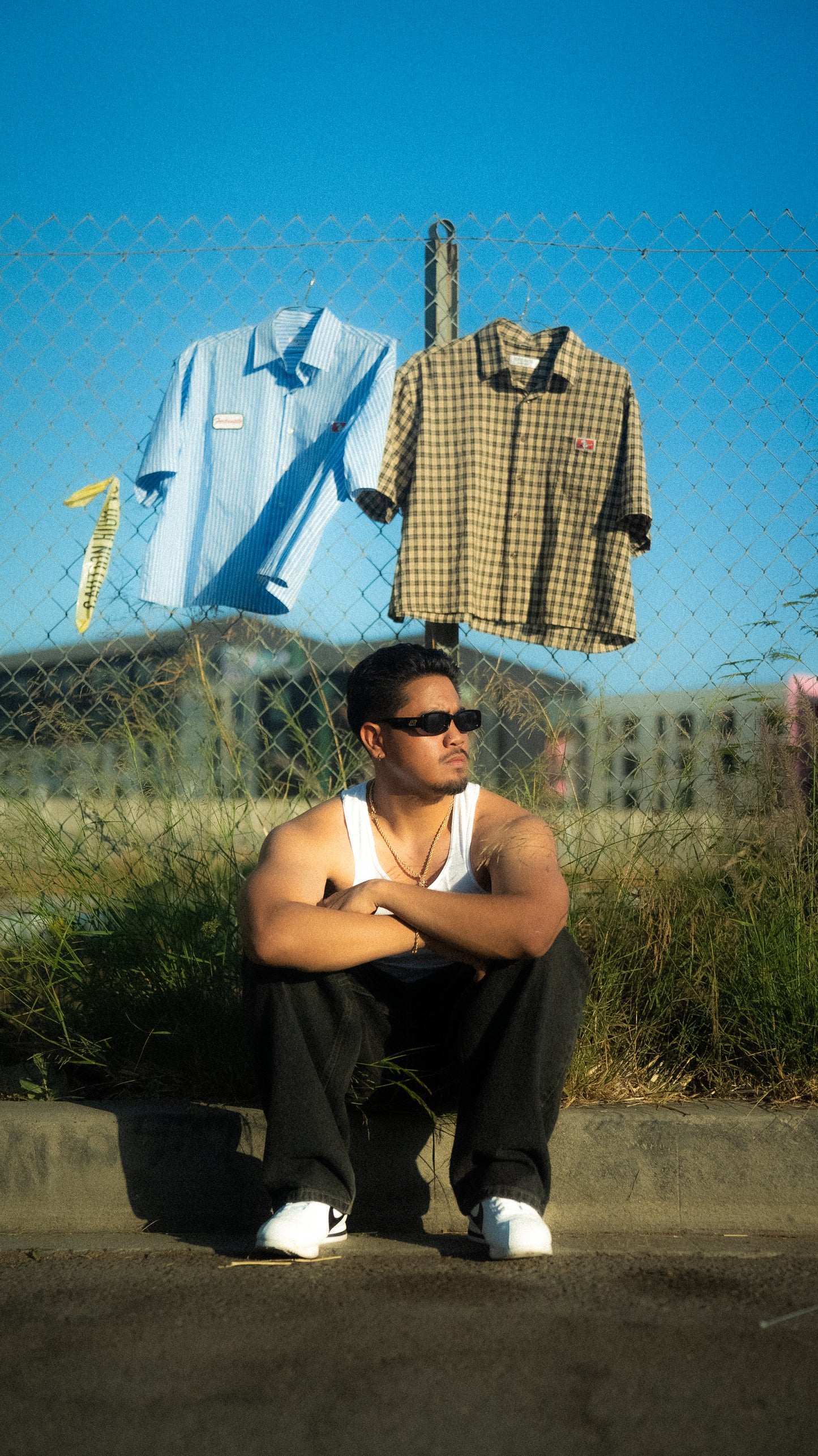 Pinstripe Mechanic Cropped Button Up