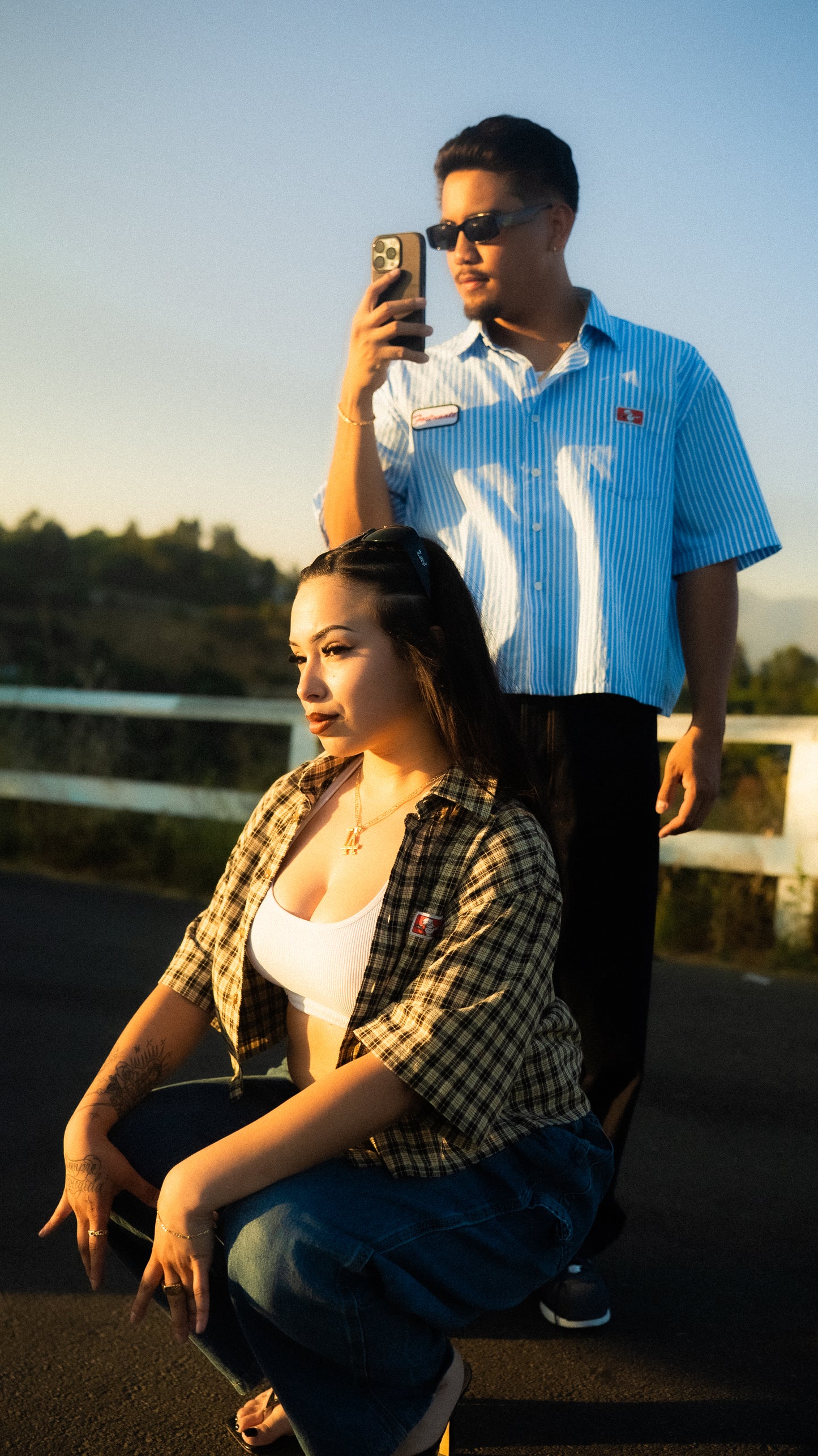 Pinstripe Mechanic Cropped Button Up