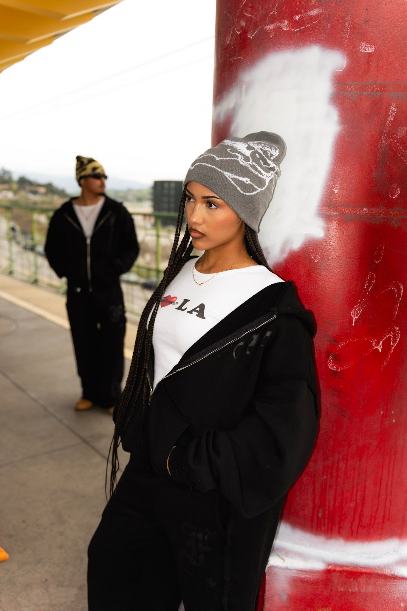 Black Script Zip Up