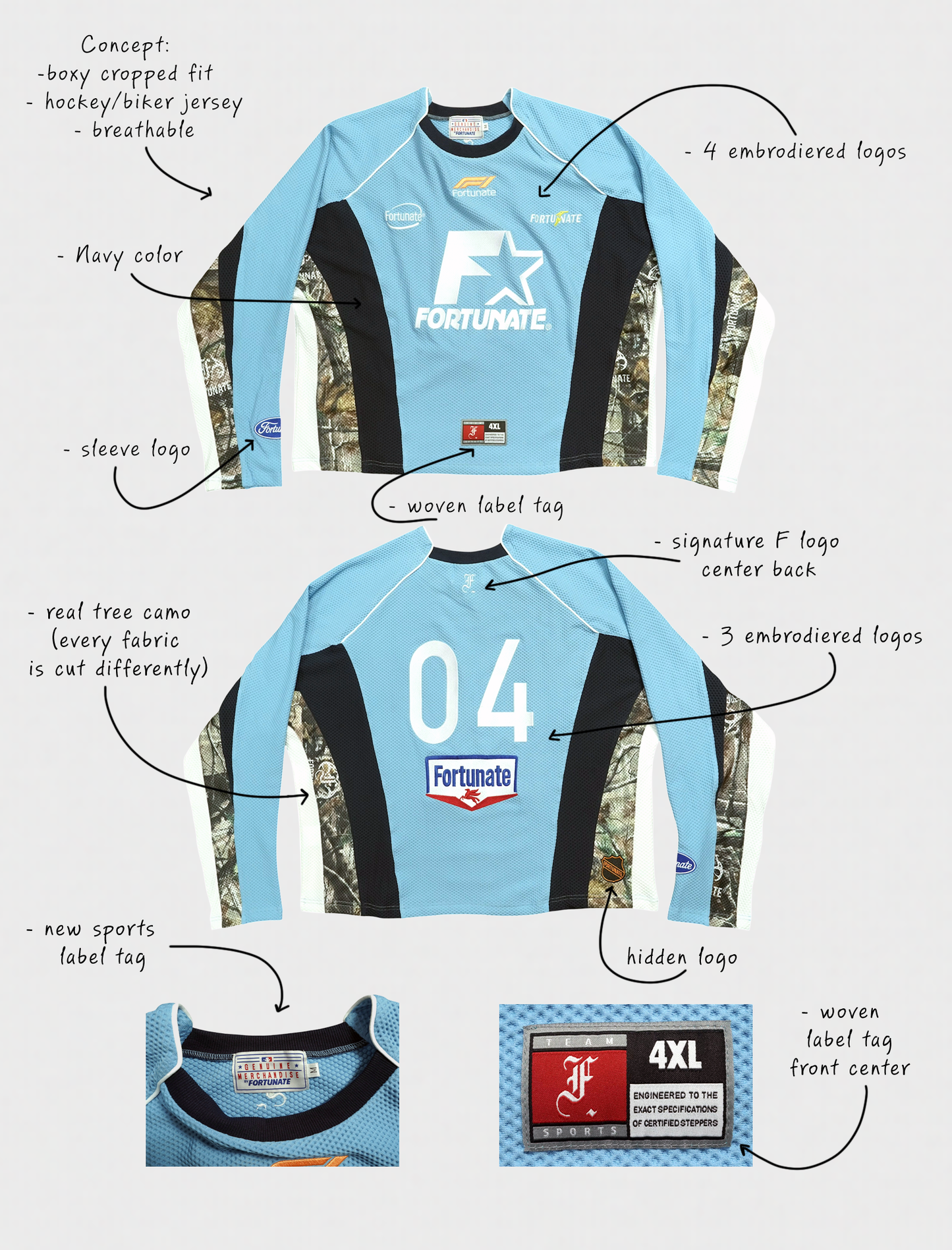 Real Tree Hockey Jersey Baby Blue