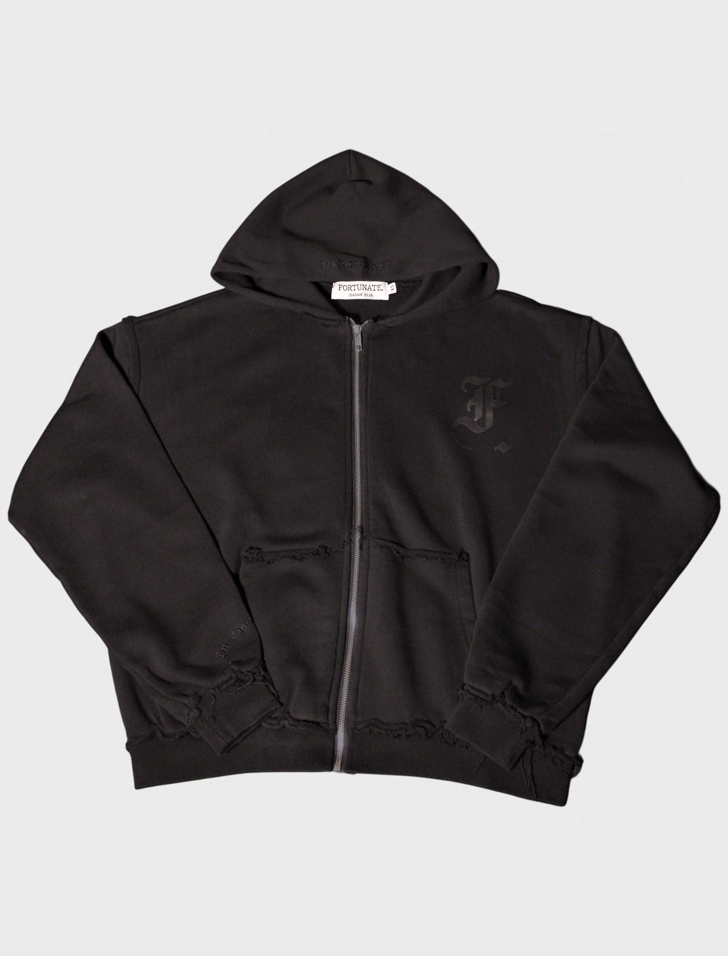 Black Script Zip Up