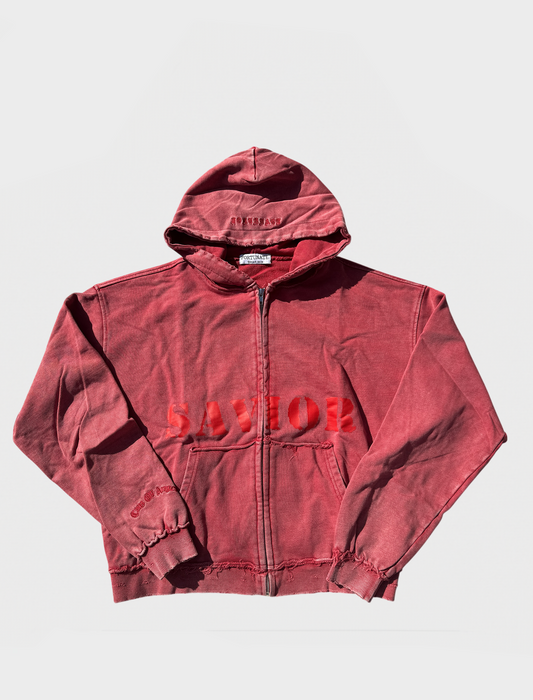 Red Savior Washed Zip Up